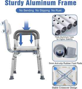 חם למכור הביתה להשתמש חדר אמבטיה מעובה ללא החלקה על כיסא אמבטיה בטוח מקלחת יציב שרפרף סגסוגת אלומיניום מקלחת כיסא - Product Image 3