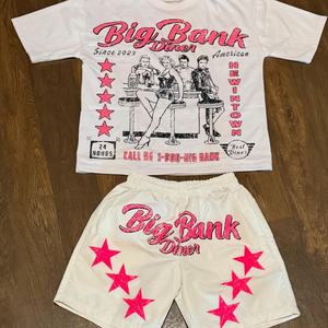 Custom Cropped Vintage Graphic Screen Dtg Printing <b>T</b>-<b>shirt</b> Nylon <b>Shorts</b> Boxy <b>t</b> <b>Shirt</b> <b>and</b> <b>Short</b> Set <b>Men</b> Summer Streetwear - Product Image 1