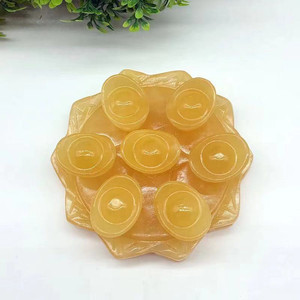 Fengshui — pierre de guérison naturelle, en <span class=keywords><strong>jade</strong></span> <span class=keywords><strong>jaune</strong></span>, 7 étoiles, lotus, avec lingot, pour la décoration de la maison, vente en gros, collection 2020 - Product Image 1