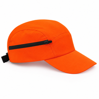 Groothandel op maat gemaakte logo oranje 5-panel tech cap met zijritszak, utility sport pet, fabrieksprijs, geschikt voor hardlopen