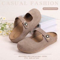 Nouvelle Collection Printemps 2026 – Sandales Demi-Cloutées Légères en Daim à Semelle Souple pour Femme, Style Birkenstock, Populaires sur Internet, à Bout Fermé, Idéales pour l'Extérieur