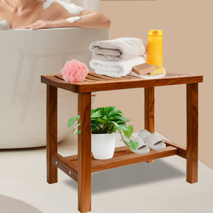 Banc en bois contemporain imperméable en acacia avec rangement <span class=keywords><strong>pour</strong></span> spa extérieur, douche et <span class=keywords><strong>chaise</strong></span> <span class=keywords><strong>de</strong></span> sauna <span class=keywords><strong>de</strong></span> <span class=keywords><strong>salle</strong></span> <span class=keywords><strong>de</strong></span> <span class=keywords><strong>bain</strong></span> - Product Image 2