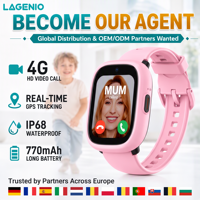 LAGENIO Grosir K3 4G Jam Tangan Pintar Anak dengan Kartu SIM Pelacak GPS SOS IP68 Panggilan Video FCC CE RoHS Jam Tangan Pintar untuk Anak-anak