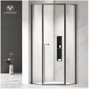 Modern Hinge <strong>Shower</strong> Door Cabin with Polished Stainless Steel Frame Aluminum Tray Glass <strong>Shower</strong> <strong>Rooms</strong> for Bathroom - Product Image 4