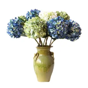 Grande fleur d'hortensia de style français de 68cm, pour mariage, couleur d'automne, fleurs artificielles, hortensia unique