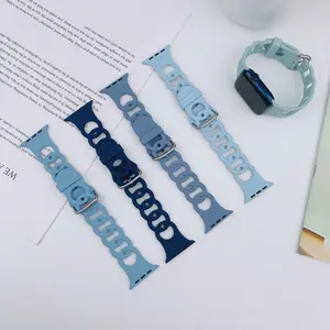 Hollow out bracelet with hole breathe replace wristband for i watch new design doughnut strap silicone watch band