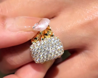Dua Lipa Style Training Season 18K Gold Breiter Französischer Ring Massiver Goldband Art Deco Statement-Ring Celebrity Series