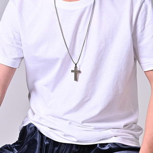 Trendy rotating cross necklace with prayer beads, made of <b>titanium</b> steel, featuring a unique design and unisex style. (Instagram - Product Image 2