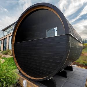 Sauna extérieur moderne en bois de pin massif noir, écologique, pour 4 à 6 personnes, avec générateur de vapeur humide et four électrique de 6 kW. - Product Image 3