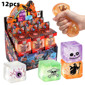 Juguete Blandito de Cubo de Maltosa de Halloween, Juguete Antiestrés de Ascenso Lento, Cubo de Dibujos Animados para Niños, Juguete Sensorial, Decoración del Hogar - Product Image 2