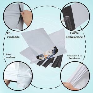 Sacs d'emballage logistique VANTUR blancs en polyéthylène basse pression, résistants à l'usure, auto-scellants, sur mesure pour vêtements - Vente en gros - Product Image 3