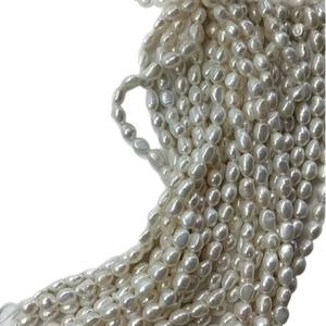 Cuentas de Collar Semiterminadas de Agua Dulce Blancas de 9-10 mm, Estilo Barroco Irregular de Corte Recto, Forma No Nuclear, Elegante Estilo Barroco - Product Image 5