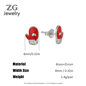 Boucles d'oreilles clous ZG mignonnes en laiton avec motif cœur et zircon rond, idéales pour Noël et les fêtes, cadeau de Noël - Product Image 2