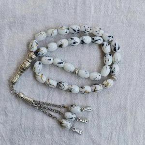 도매 8X11 33개 유리 비즈 무슬림 기도 묵주 금속 액세서리 태슬 기도 팔찌 라마단 선물 - Product Image 3