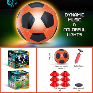 Set de Entrenamiento de Fútbol con Luz y Música, Balón de Fútbol Luminoso de 15 cm con Sonido Activado por Movimiento, para Niños, Entrenamiento Deportivo al Aire Libre, Regalo - Product Image 5