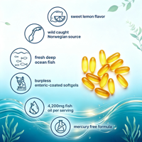 Prix Usine 3 Suppléments d'Huile de Poisson 1000mg 1200mg DHA EPA de Mer Profonde Capsules Molles Aromatisées au Citron 240 Capsules Vitamines