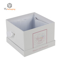 Boîtes à fleurs rigides en carton blanc carrées de luxe, vides, avec gaufrage, laminage mat, revêtement UV, faites à la main