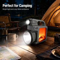 Lanterne de camping à flamme simulée W5160A, projecteur solaire LED, charge rapide Type-C, sortie USB rechargeable, 1700 lumens, 6000 mAh