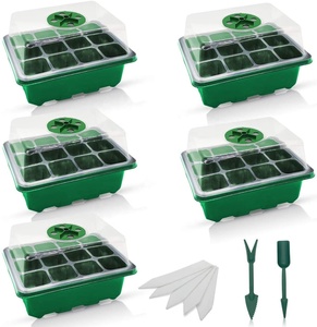 Bandeja de cultivo de <span class=keywords><strong>semillas</strong></span> de plantas de vivero de jardín, tapa de 12 /6 celdas, Kit de bandeja de inicio de plántulas de germinación con luz de cultivo de cúpula, humedad ajustable - Product Image 3