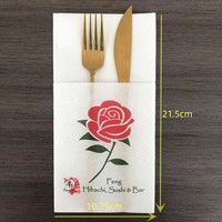 Serviettes de table en gros Logo personnalisé Couverts jetables de poche Serviettes Airlaid pour restaurant