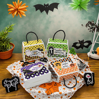 Coffret Cadeau Thème Halloween pour Fête, Pochettes en Papier Pliables pour Bonbons et Aliments