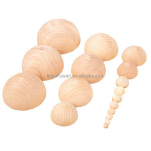 2024 Großhandel 10mm 20mm 30mm 40mm Unvollendete geteilte feste halbrunde Holz kugeln Kunden spezifische halbe Holz perlen für die handwerkliche Malerei - Product Image 1