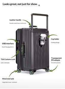 Maleta de 20 Pulgadas con Apertura Lateral, Maleta con Asa Extensible de 24 Pulgadas, Maleta de 28 Pulgadas de Material PC, Maleta Ancha con <span class=keywords><strong>Ruedas</strong></span>, Trolley Largo - Product Image 5