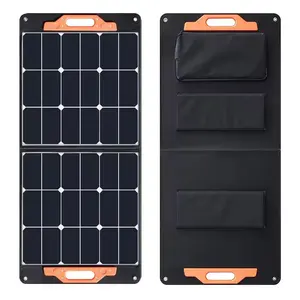 Kit de panel solar portátil Cargador solar plegable de 60W con salidas USB para baterías de 12V Estación de energía Camping Remolque Coche Marino