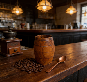 Vente populaire : Tasse <span class=keywords><strong>en</strong></span> <span class=keywords><strong>bois</strong></span> massif <span class=keywords><strong>en</strong></span> forme de <span class=keywords><strong>tonneau</strong></span>, écologique, vintage, pour boissons chaudes, eau et bière, avec logo personnalisé pour restaurant, style ancien charpentier - Product Image 4