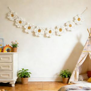 Hand-crocheted Cotton Daisy Wreath New Style Instagram-inspired Womens Decorative Accessory Printing None China Origin Wholesale - Product Image 2
