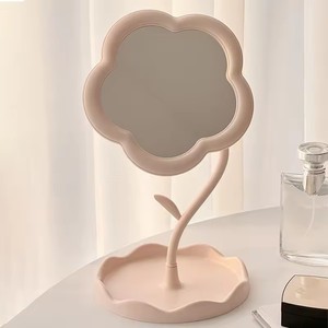 Espejo de maquillaje decorativo en forma de flor, 1 Uds., decoración del hogar, joyería, accesorios para el cabello, bandeja de mesa para boda - Product Image 4