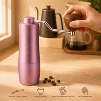 Moulin à café manuel élégant à taille incurvée, en alliage d'aluminium et acier inoxydable, avec poignée en noyer, pour café à verser – Vente directe usine OEM/ODM