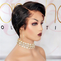 Perruque Pixie Cut en Cheveux Humains, Coupe Courte Bob, Perruque Lace Frontale 13x4, Nœuds Blanchis, Dentelle avec Baby Hair