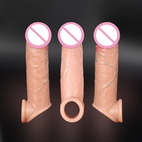 Realistischer Penis-Überzug für Männer, 22 cm Silikon-Penishülle mit Hodenring, Wiederverwendbares Sexspielzeug zur Verzögerung der Erektion