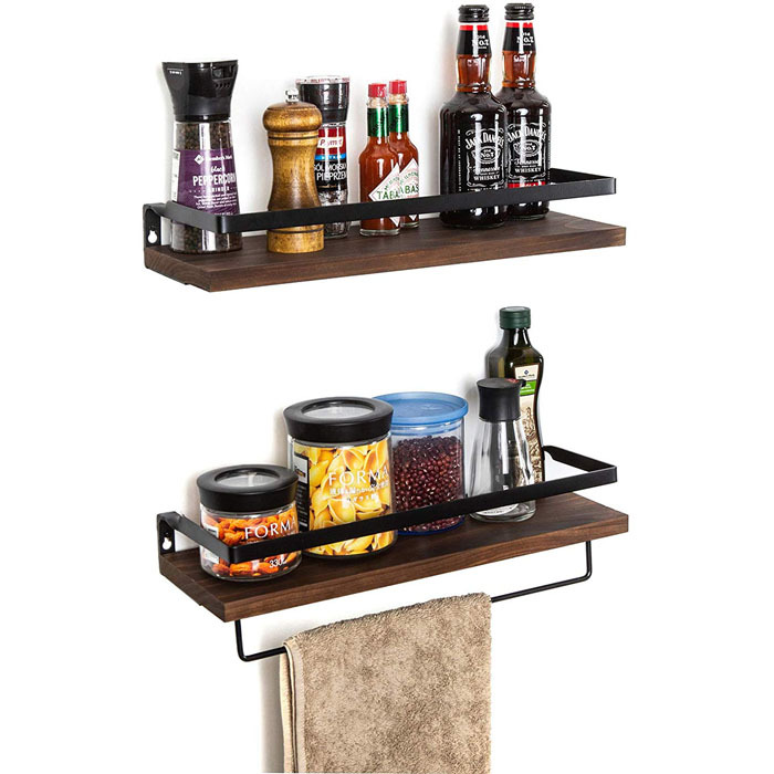 Modern Black Metal Wall Mounted Floating Shelves