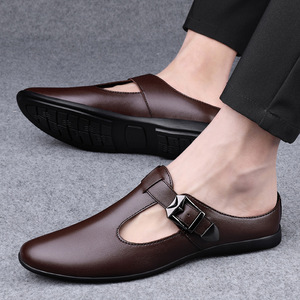 Scarpe Estive da Uomo in Pelle Traforata con Suola Morbida, Design Slip-On a Mezza Calza, Ideali per la Stagione Autunnale - Product Image 3