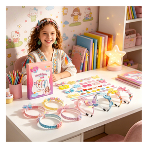 Custom Headband Art Set Kids Unicorn Butterfly Pom Flowers Stickers Handmade Beauty Birthday Gift Package Favor <b>Bundle</b> - Product Image 6