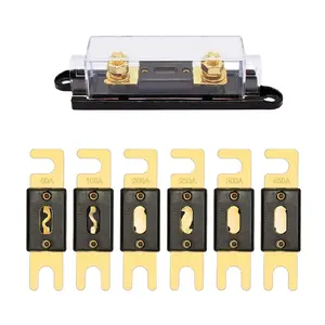 250a 32vdc Imitation Gold Plating Midi Double Bus Bar Fuse Holder Block Transparent Base Anl Fuse Holder