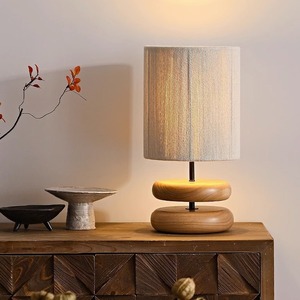 Wabi Sabi Style Solid Walnut Wood Table <b>Lamp</b> E27 <b>Led</b> <b>Light</b> Source 220V For Living Room Study Bedroom Bedside - Product Image 3