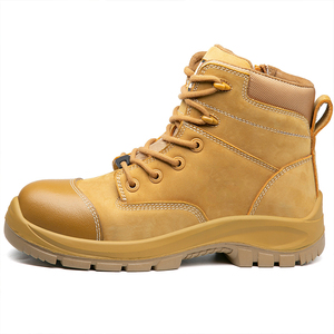 Botas de trabajo de seguridad de cuero DSF53 para hombre, botas tácticas color canela resistentes para exteriores, suela antipinchazos - Product Image 4