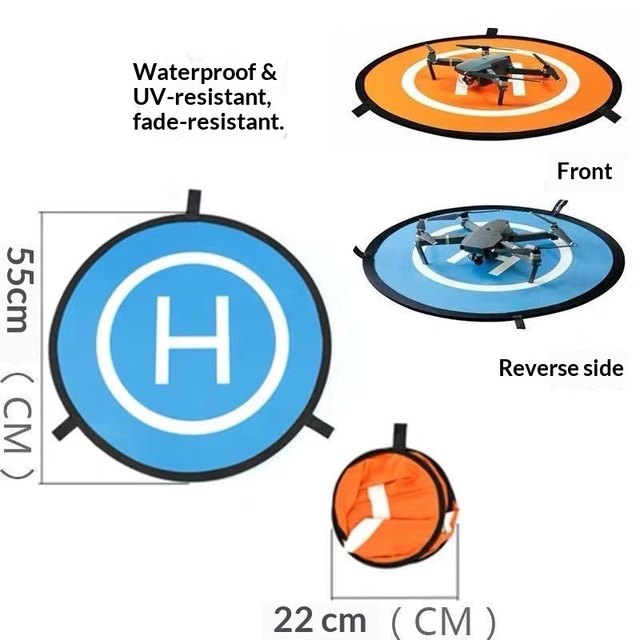 Drone Landing Pad 75cm X 55cm Portable Foldable Outdoor Grass Coordinate 210D Oxford Cloth with Reflective Strip & Ground Stake