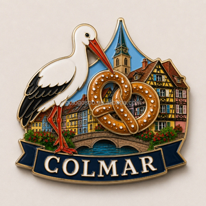 Aimant de réfrigérateur en métal émaillé, souvenir de l'<span class=keywords><strong>Alsace</strong></span>, France, de qualité supérieure, motif chalet et horloge coucou, cadeau touristique - Product Image 6
