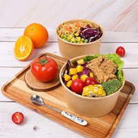 Boîte d'emballage en papier kraft, 10 pièces, emballage rond personnalisé pour restaurant, récipient alimentaire à emporter, pour la restauration rapide