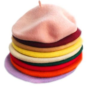 Wholesale Solid Color Plain Wool Felt Beret Hat for Women - Product Image 1