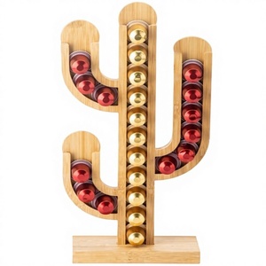 Soporte para Cápsulas de Café con Forma de Cactus de Bambú, Organizador Decorativo de Cápsulas, Soporte para Oficina, Cocina, Cafetería, Venta al por Mayor, Logotipo Personalizado OEM - Product Image 4