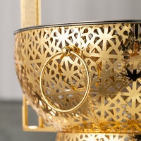 Vente en usine chauffe-plats de luxe Inde Style arabe 6L 8L or pour buffet chauffe-plats avec couvercle suspendu