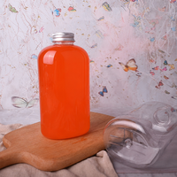 Bouteille de thé infusé à froid avec filtre, bouteille ovale plate en PET transparente, bouteille de boisson jetable, bouteille de thé aux fruits infusé à froid