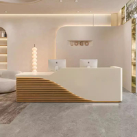 Moderne Simple Salon Boutique Bureau Hôtel En Bois Blanc Front Desk Table Comptoir De Réception En Vente