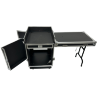 Boîtier de transport en bois OEM/ODM personnalisé de haute qualité 10U 2U 4U pour table de mixage DJ et amplificateur, 3 portes, 4 roulettes, protection robuste IP67