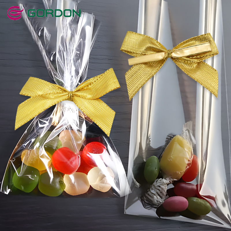 Gordon Ribbons Mini Satin Ribbon Bow With Gold Metal Band Twist Tie for Wedding Cake Candy Gift Wrapping Decoration